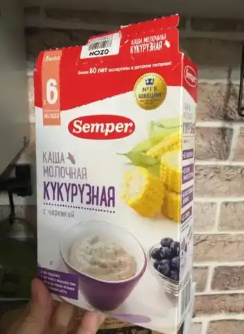 Makkajo'xori sutli bo'tqasi Semper, rezavor bilan, quruq, shakarsiz glyutensiz 6 oy+ 180 g