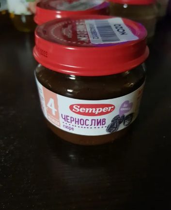 Пюре детское, фруктовое, Semper, чернослив, для первого прикорма, с 4 месяцев, 80 гр