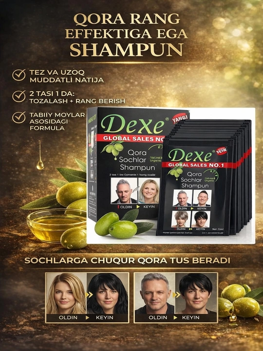 Краска для волос без аммиака шампунь Dexe, black hair shampoo краска для мужчин 