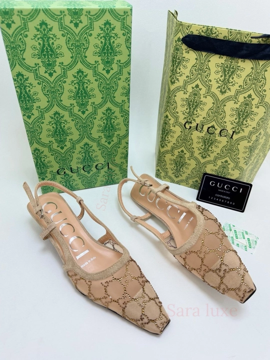 Slingback ayollar poyabzali - toshli to‘r, nafis dizayn (36-40)