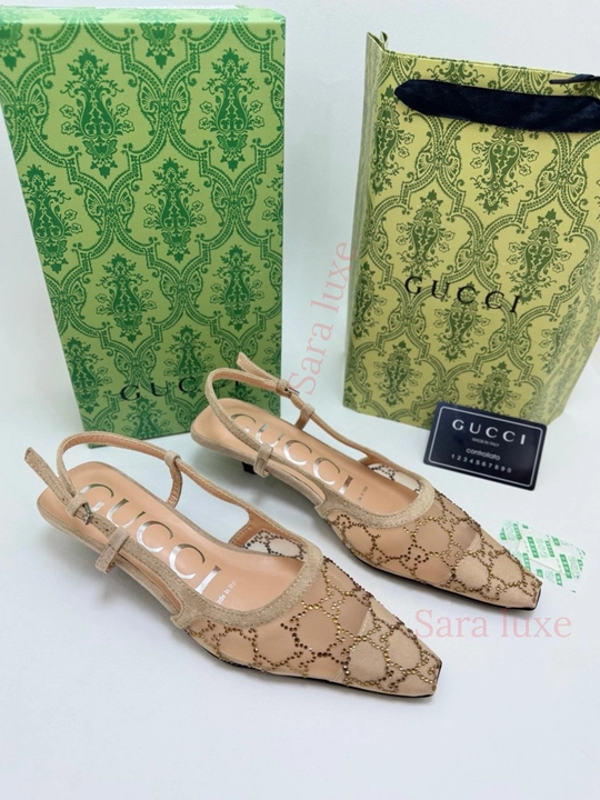 Slingback ayollar poyabzali - toshli to‘r, nafis dizayn (36-40)