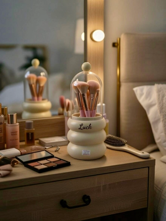 Kosmetik mo‘yqalamlar uchun qulay universal organayzerlar, 360° ga aylanadigan qopqoqli - 