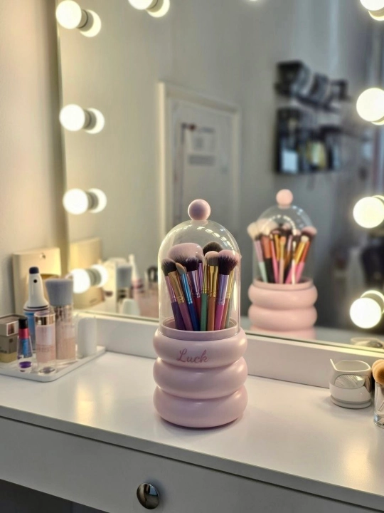 Kosmetik mo‘yqalamlar uchun qulay universal organayzerlar, 360° ga aylanadigan qopqoqli - 