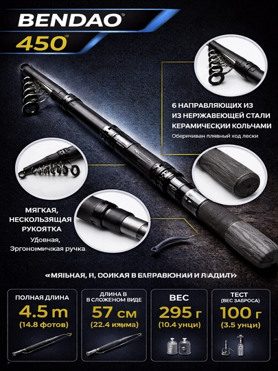 Cпиннинг для рыбалки, телескопическое, компактное удилище