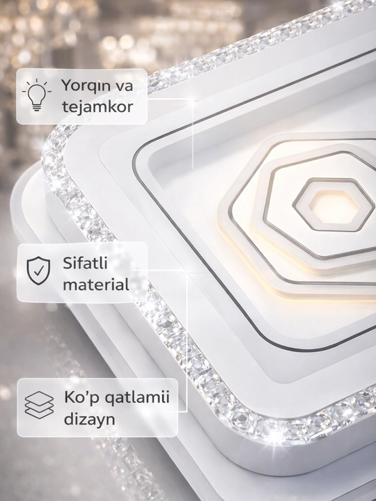 Yorug‘lik diodli qandillar, qandil-lampa,kvadrat, shift yoritgichi, yorug‘lik diodli lampa