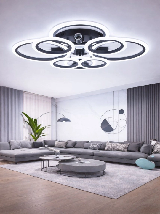 Люстра Led, MP3 bluetooth, с управлением пульта, светится на 3-х цветах, е27 патрон лампочками 