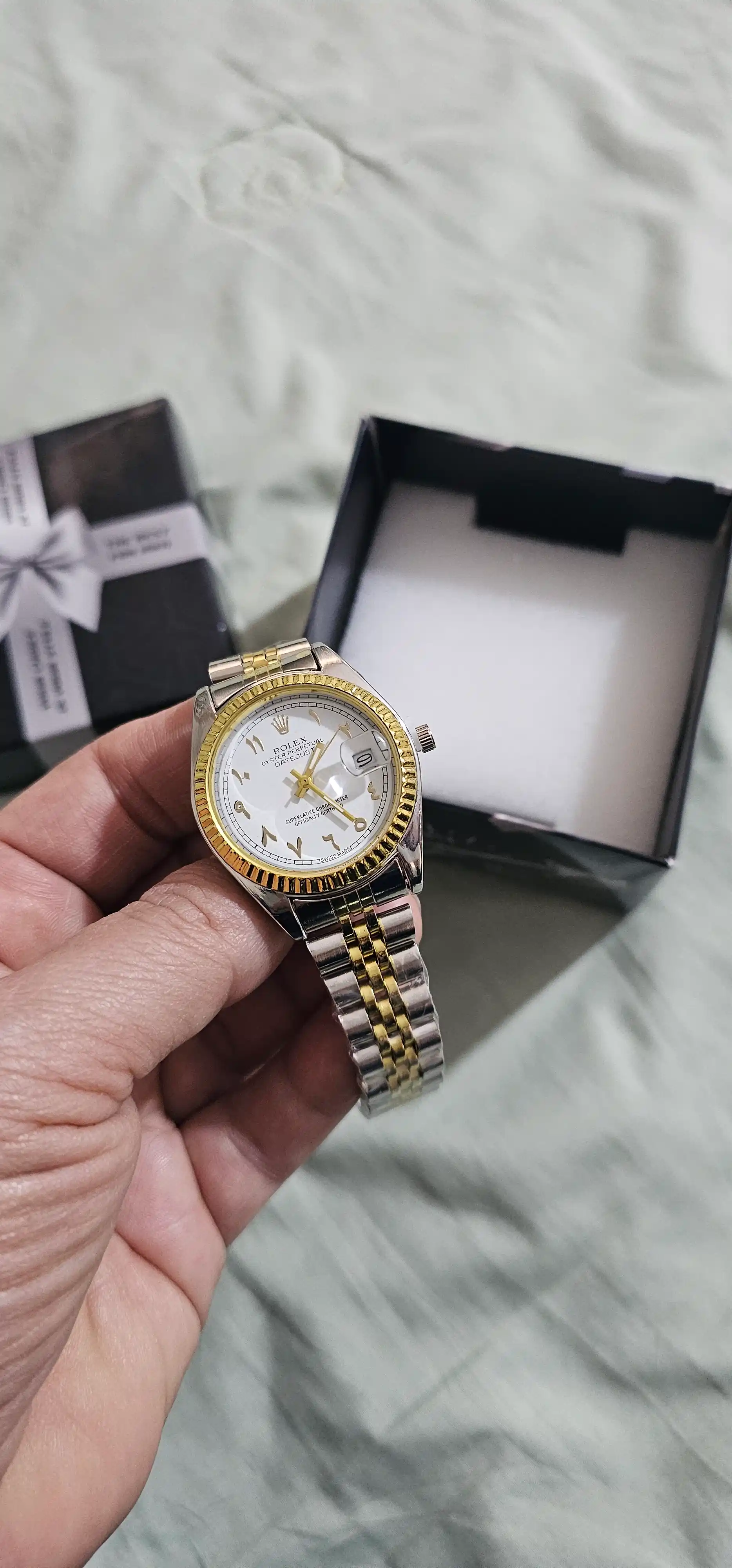 Ayollar uchun klassik Rolex soati - to‘liq sovg‘a to‘plami