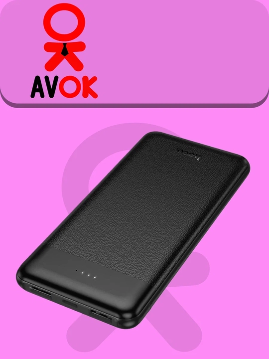 Tashqi HOCO J153 Stability batareyasi, 10000 mAh, 2×USB-A (5V/2A), USB-C/Micro-USB, qora