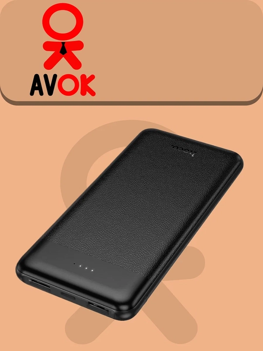 Tashqi HOCO J153 Stability batareyasi, 10000 mAh, 2×USB-A (5V/2A), USB-C/Micro-USB, qora