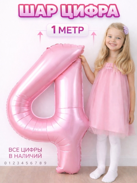 Большой воздушный шар "Цифра", 1 метр, фольгированные шарики на день рождения - 