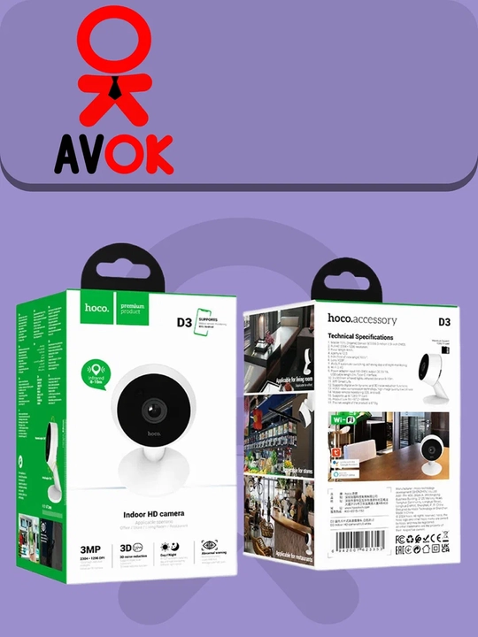 HD камера D3 для помещений, 3MP CMOS SC2336, 1296p, Wi-Fi 2.4G, IR-CUT 