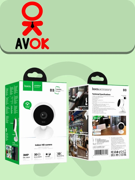 HD камера D3 для помещений, 3MP CMOS SC2336, 1296p, Wi-Fi 2.4G, IR-CUT 