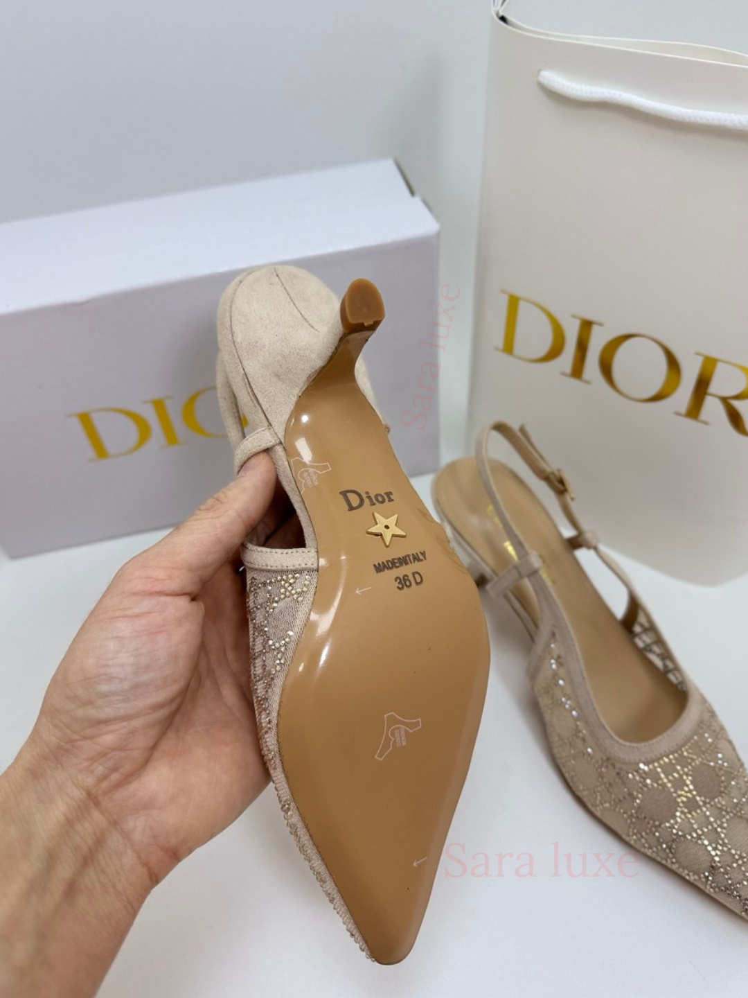 Slingback ayollar poyabzali - toshli to‘r, nafis dizayn 36-40