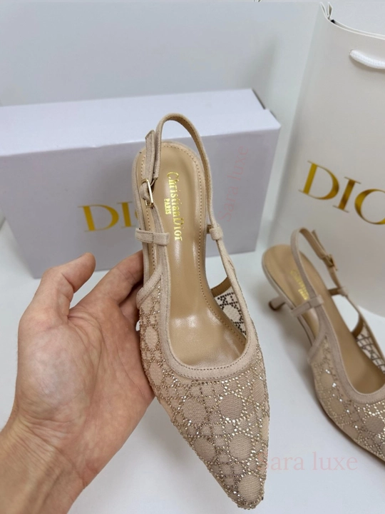 Slingback ayollar poyabzali - toshli to‘r, nafis dizayn 36-40
