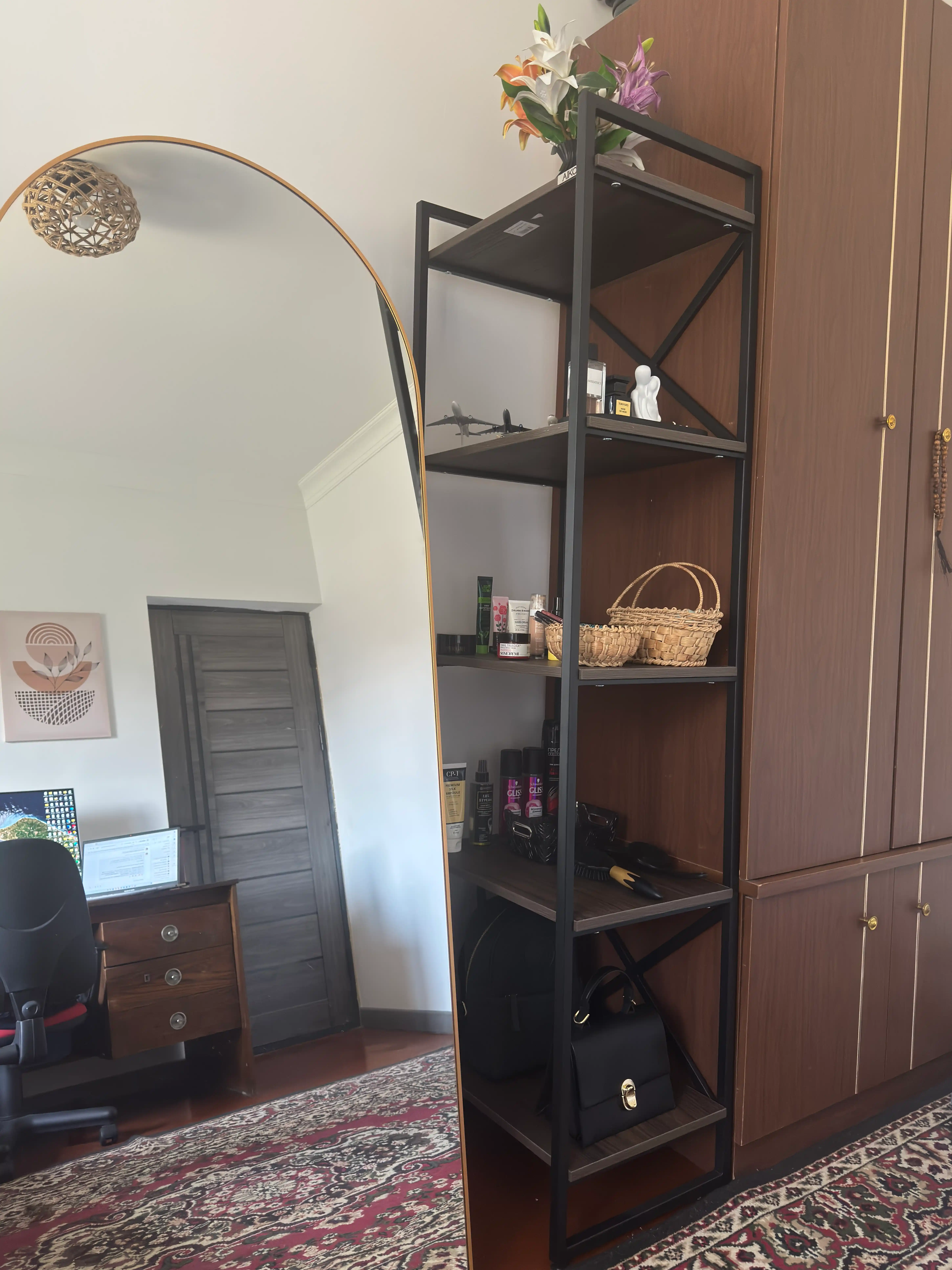 Stellaj AIKO Krosses mk, polka uy va ofis uchun, loft uslubida, 50 x 40 x 180 sm