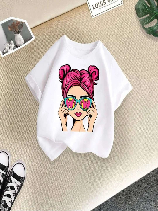 Футболка для девочек. Подходит для возраста 3, 4, 5 и 6,7 лет