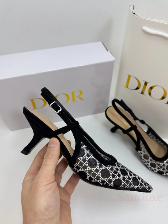 Slingback ayollar poyabzali - toshli to‘r, nafis dizayn 36-40