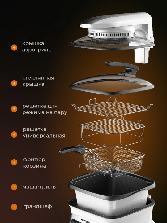 Грандшеф Аэрогриль электрический мощный 8л. 3100 Вт