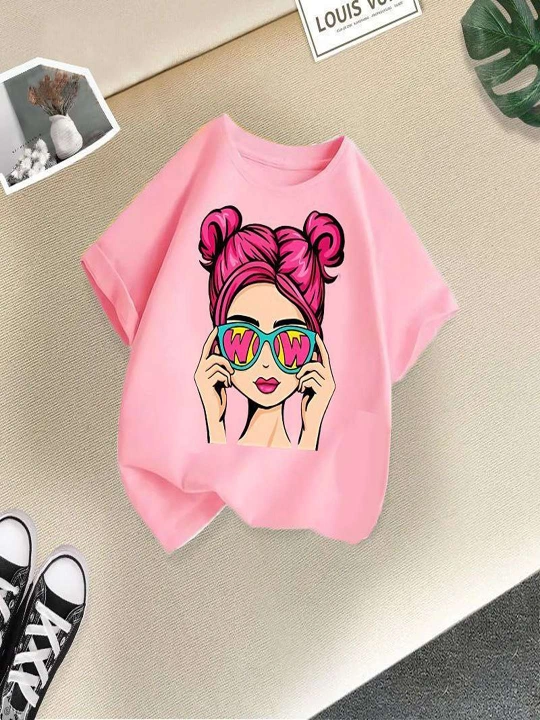 Футболка для девочек. Подходит для возраста 3, 4, 5 и 6,7 лет