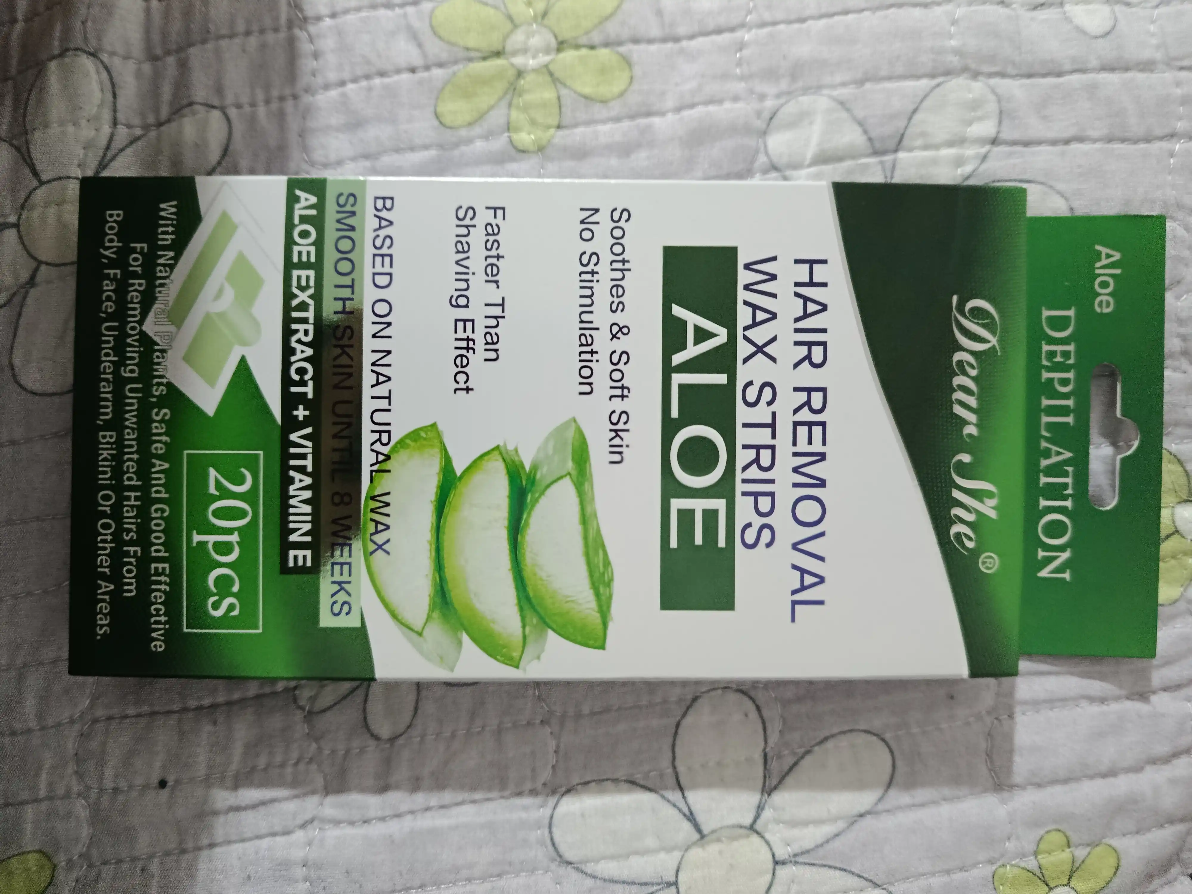 Tana va yuz depilatsiyasi uchun mumli chiziqlar, Aloe Vera va Azulen, 8 va 20 dona