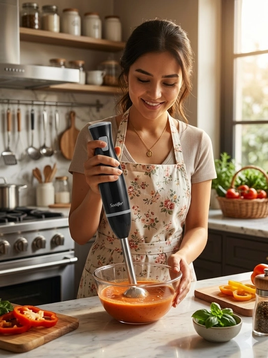 Elektr qo‘l blender Sonifer 200W — smuzi va sharbatlar tayyorlash uchun