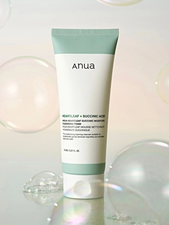 Гель-пенка для умывания Anua Heartleaf Succinic Moisture Cleansing Foam, 150 мл - 