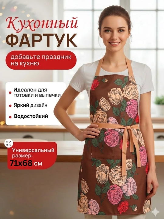 Фартук кухонный водонепроницаемый ПВХ карманом - 