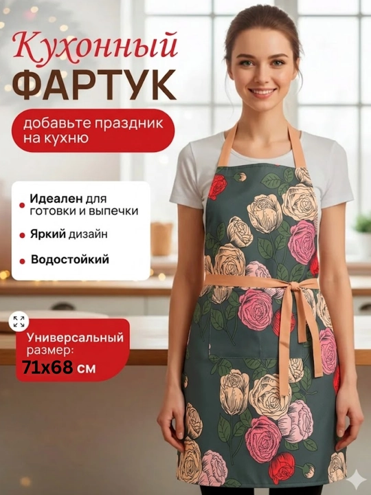 Фартук кухонный водонепроницаемый ПВХ карманом - 