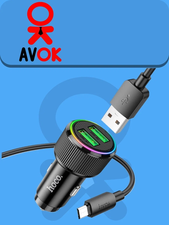 NZ14 Guerrero avtomobil quvvatlagichi, 36 Vt, 2×USB-A, kabel to‘plami, qora