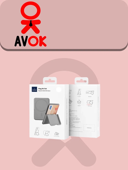 WiWU Mag Wallet MW-001 magnitli hamyon-podstavkasi, karta tutqichli, to‘q kulrang