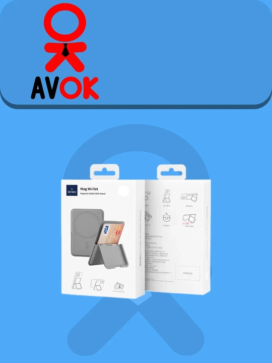 WiWU Mag Wallet MW-001 magnitli hamyon-podstavkasi, karta tutqichli, to‘q kulrang