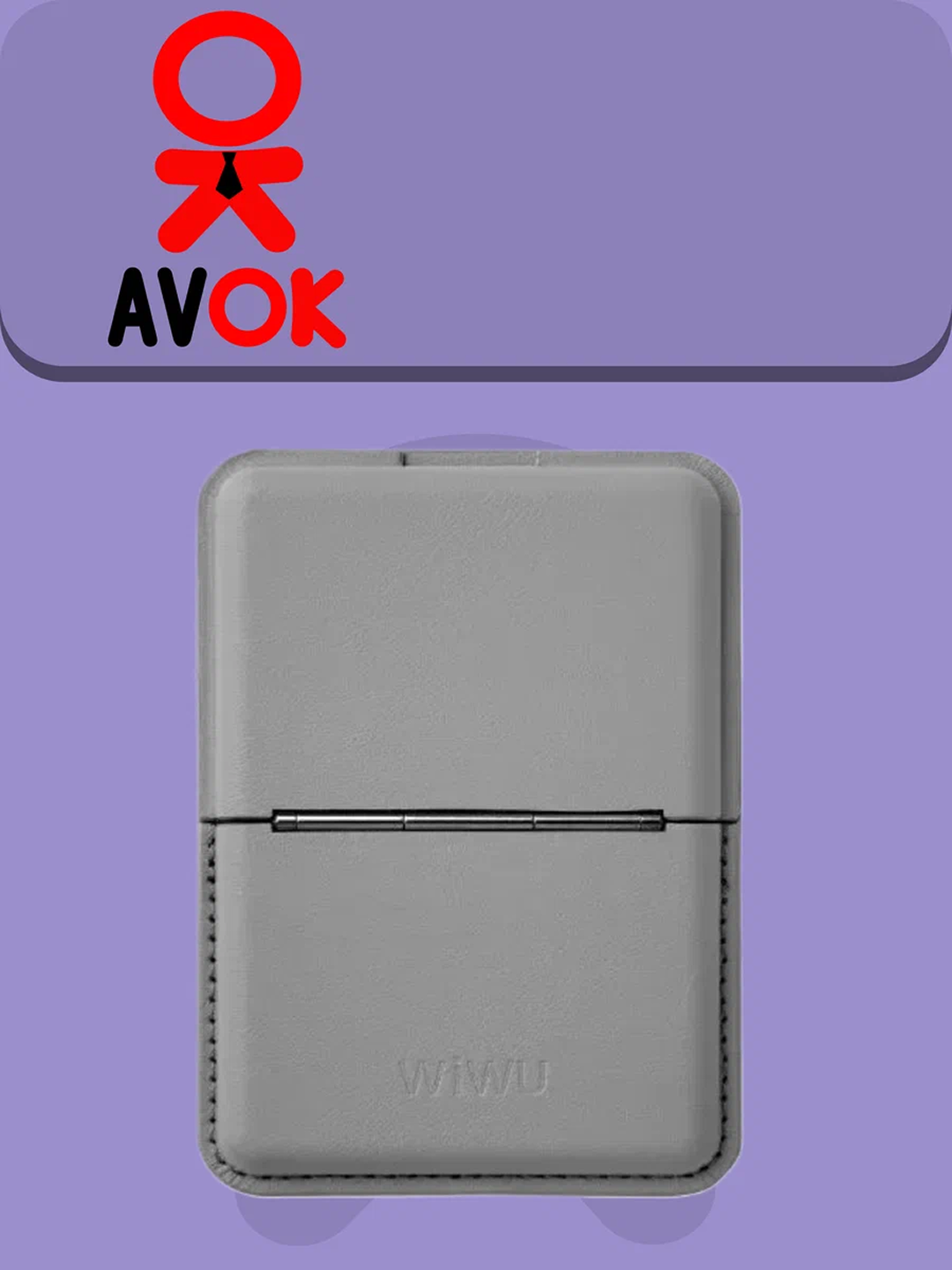 WiWU Mag Wallet MW-001 magnitli hamyon-podstavkasi, karta tutqichli, to‘q kulrang - 