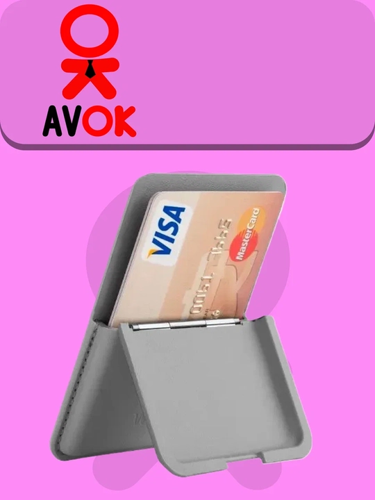 WiWU Mag Wallet MW-001 magnitli hamyon-podstavkasi, karta tutqichli, to‘q kulrang