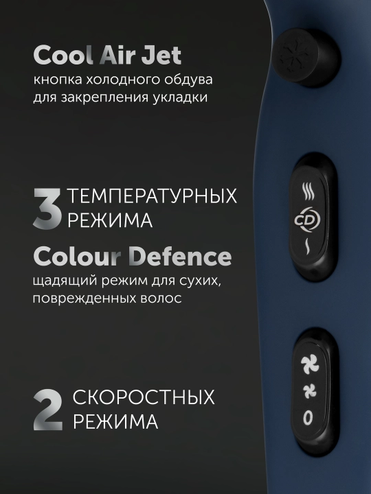 Фен для волос Polaris PHD 2600ACi Salon Hair, с насадками концентратор и диффузор