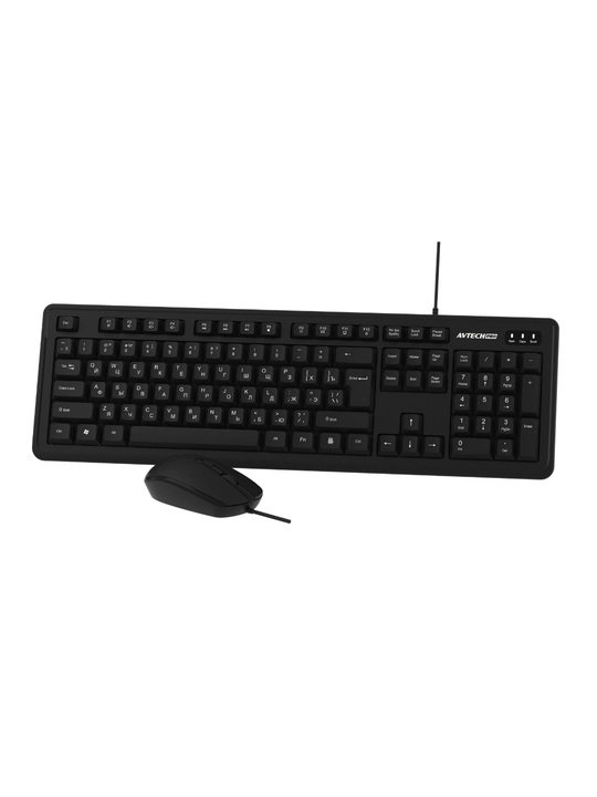 Клавиатура и мышь, AVTECH PRO C305, черны/белый, для офиса