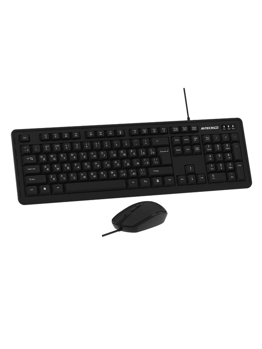 Клавиатура и мышь, AVTECH PRO C305, черны/белый, для офиса