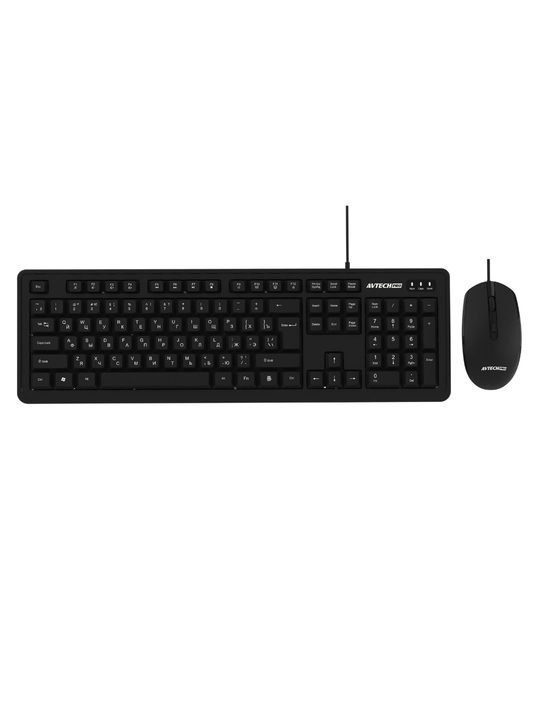 Клавиатура и мышь, AVTECH PRO C305, черны/белый, для офиса