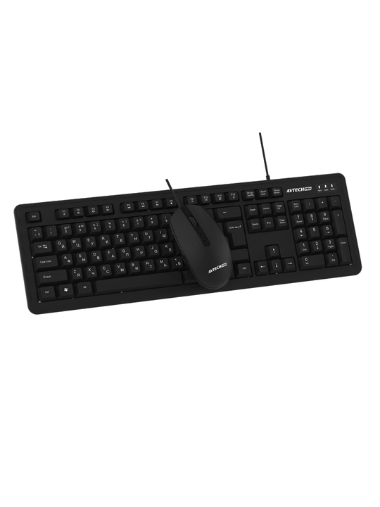 Клавиатура и мышь, AVTECH PRO C305, черны/белый, для офиса