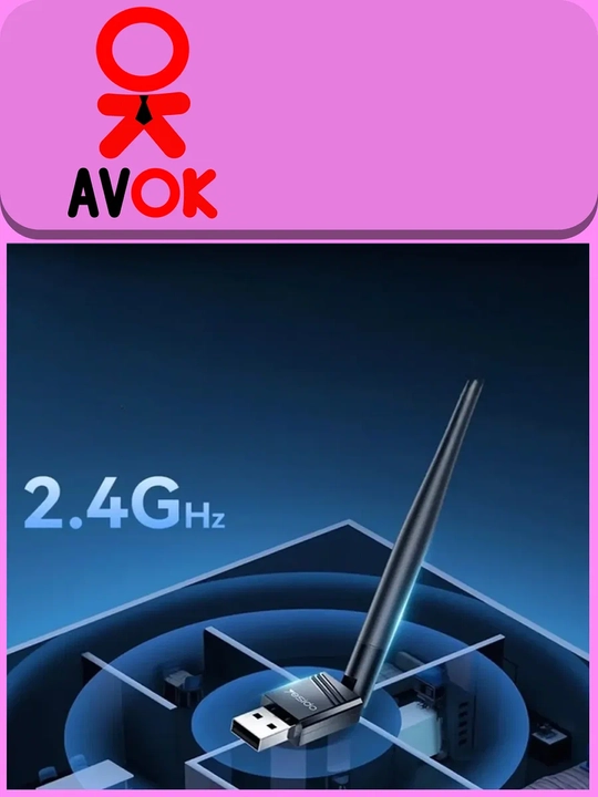 Yesido WP11 Wi-Fi adapteri, USB, Wi-Fi 4 (2.4 GGs), tezligi 150 Mbit/s gacha, tashqi antenna - 