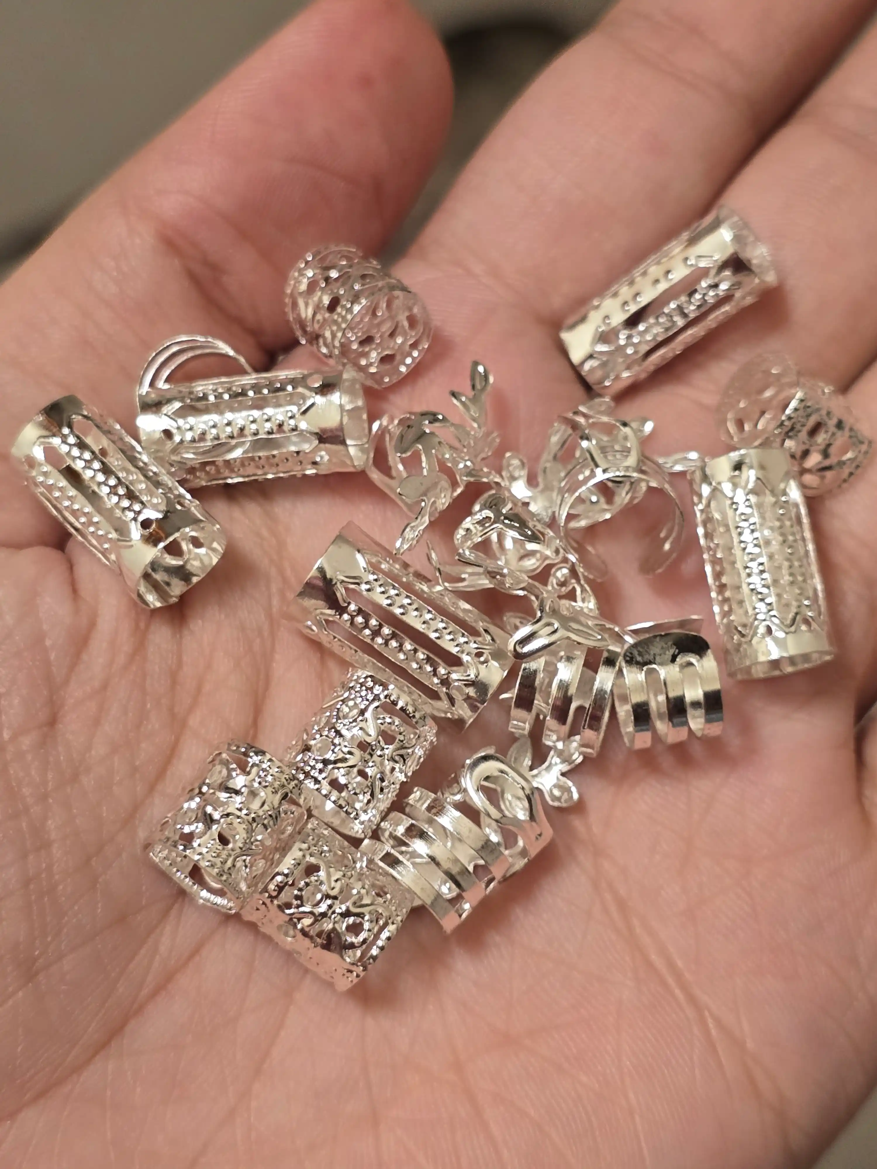 Braziliya uslubida metall soch bezagi, 20 dona – kosichka uchun braid rings