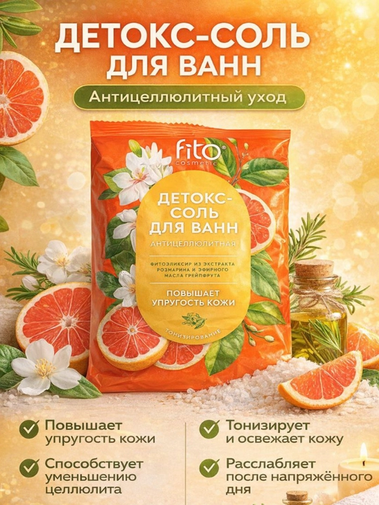 Натуральная соль для ванн Fito Cosmetic, расслабление и уход для тела и души, 500 гр - 