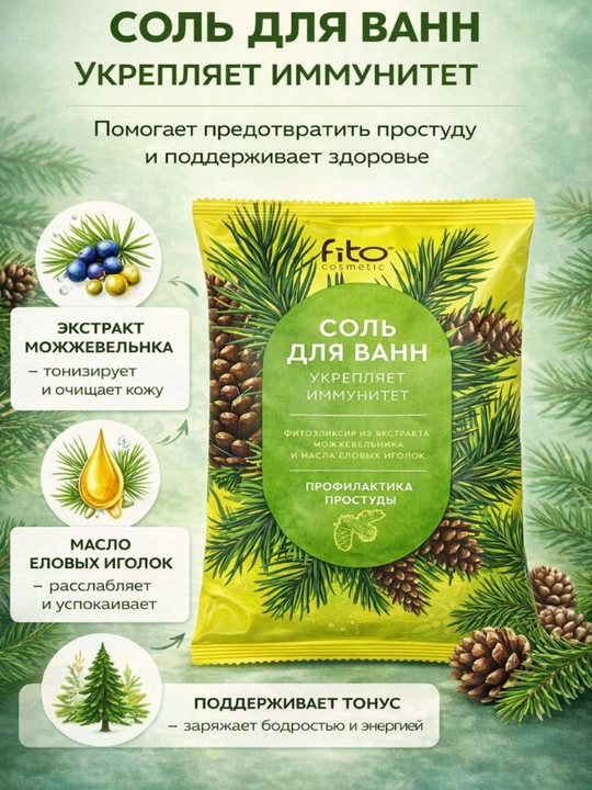 Натуральная соль для ванн Fito Cosmetic, расслабление и уход для тела и души, 500 гр - 
