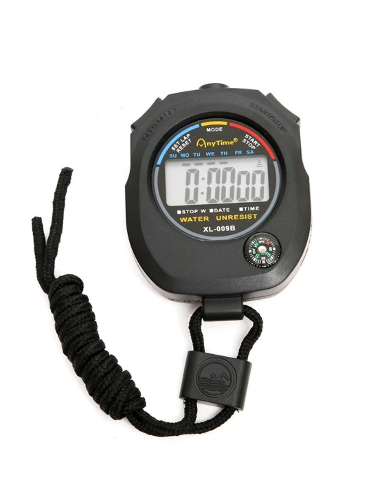 Elektron sport sekundomeri, bir satrli, suv o‘tkazmaydigan, taymer-soat