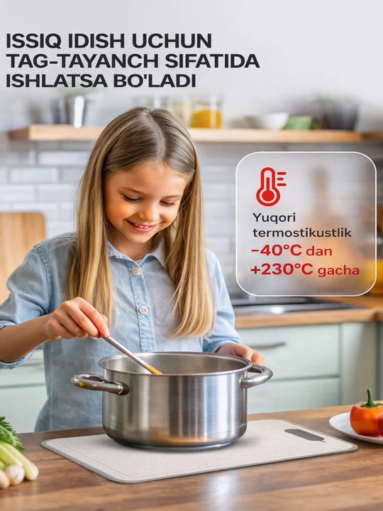 4 ta 1 da kesish taxtasi: muz eritish, qirg‘ich va pichoq charxlagich, 21×31 sm