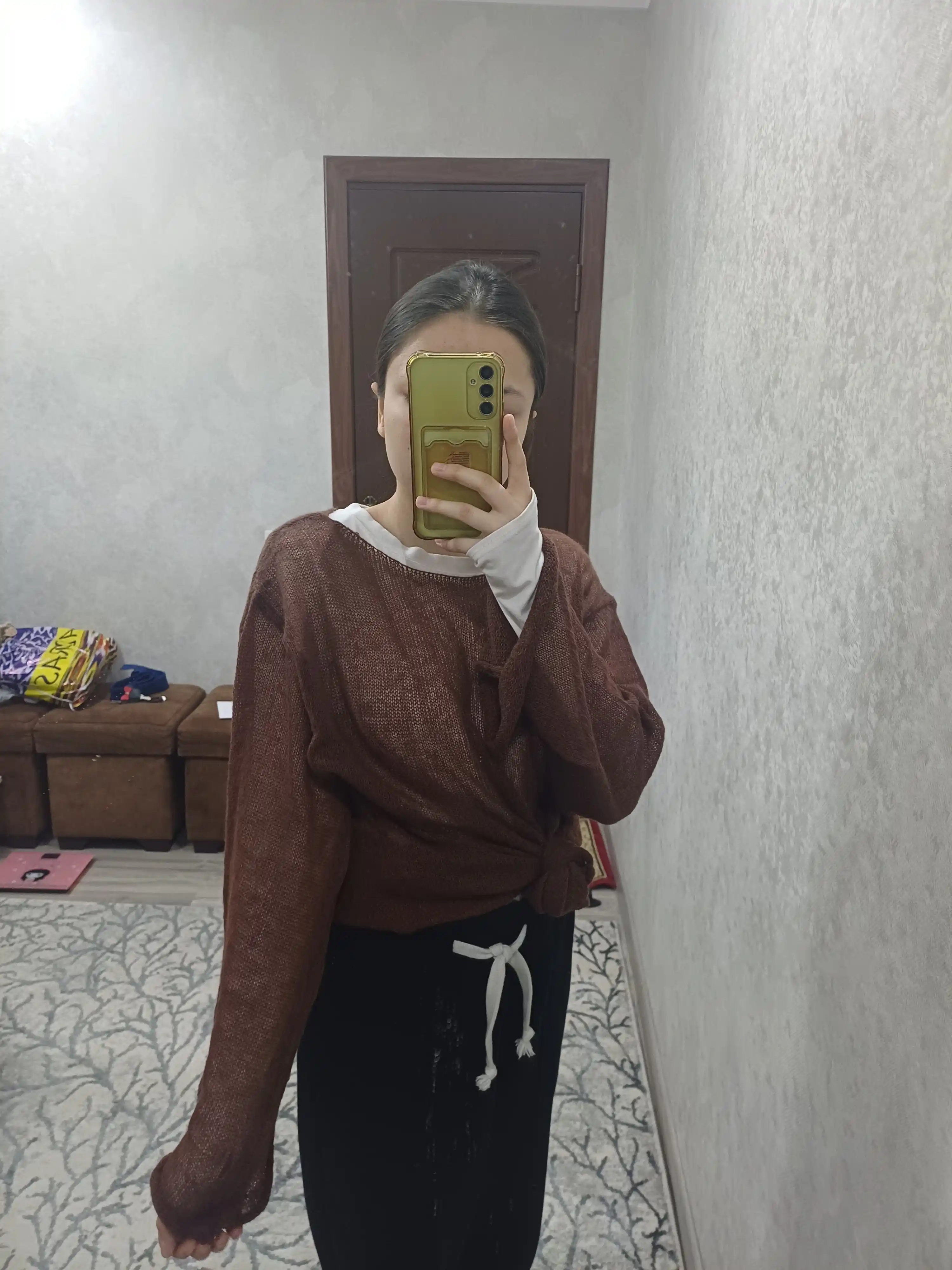 Лонгслив женский, кофта в сетку, свитер женский, oversize  для осенне - зимнего сезона