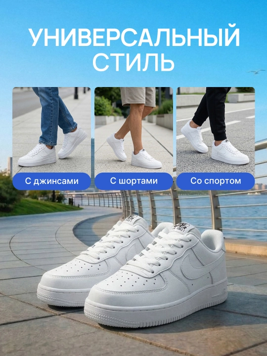 Erkaklar va Ayollar uchun universal sport krossovkalari NIKE AIR FORCE 36-44