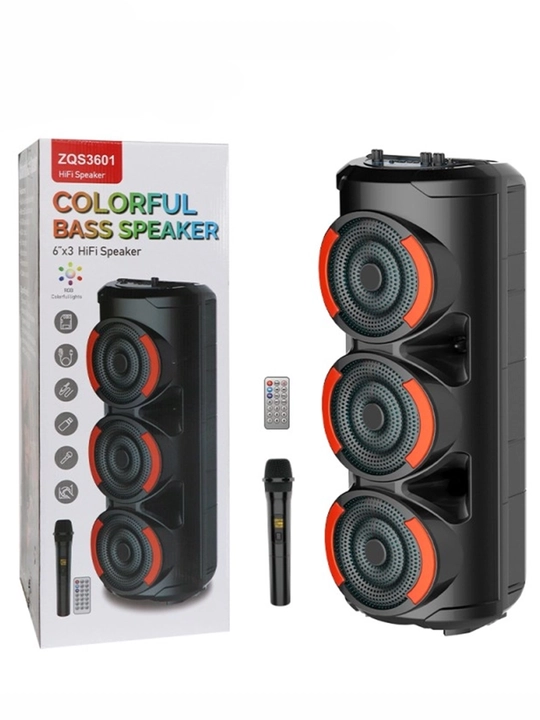 Portativ kolonka ZQS seriya Bluetooth RGB TWS mikrofon USB TF AUX FM displey karaoke bilan