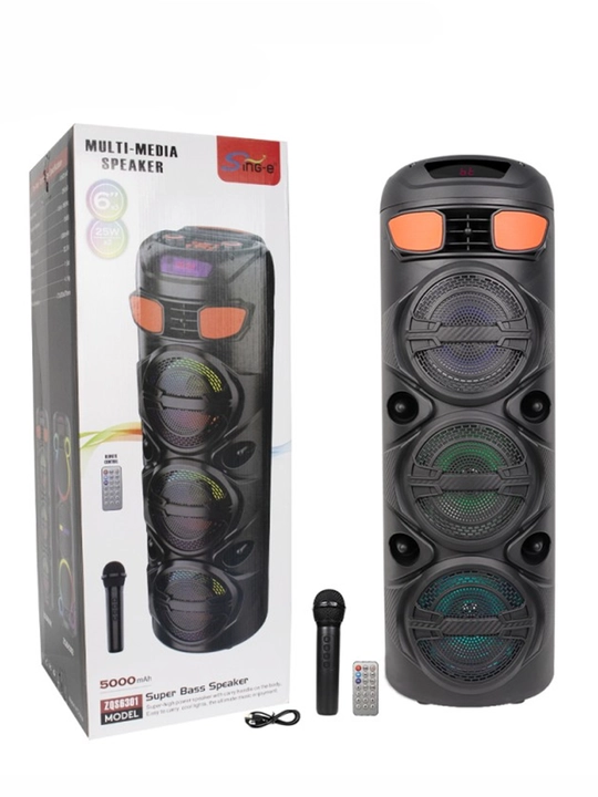 Portativ kolonka ZQS seriya Bluetooth RGB TWS mikrofon USB TF AUX FM displey karaoke bilan