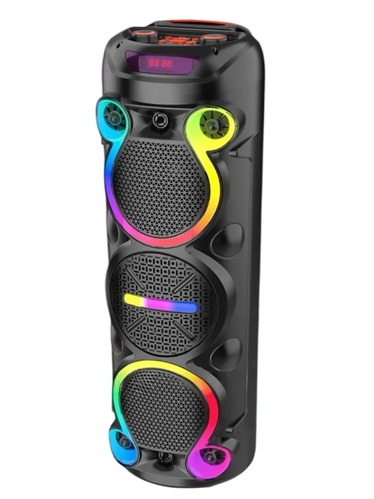 Portativ kolonka ZQS seriya Bluetooth RGB TWS mikrofon USB TF AUX FM displey karaoke bilan