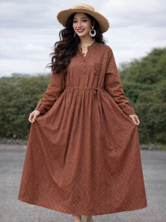 Ayollar ko‘ylagi uzun maksi 100% paxta yozgi keng oversize boho print yengil koylak 48-54